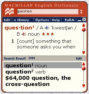 Macmillan English Dictionary(2002 first edition):quick search window
