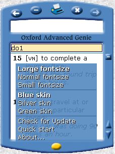 Oxford Advanced Learner's Dictionary(6th):Genie option settings window