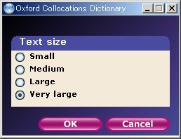 Oxford Collocations Dictionary for Students of English(second): Settings window