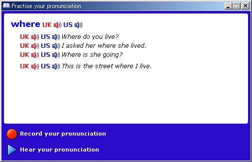 Oxford Essential Dictionary(2006 first edition):Practice your pronounciation window