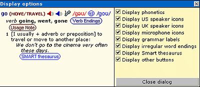 Cambridge Advanced Learner's Dictionary(2003 first edition):display options