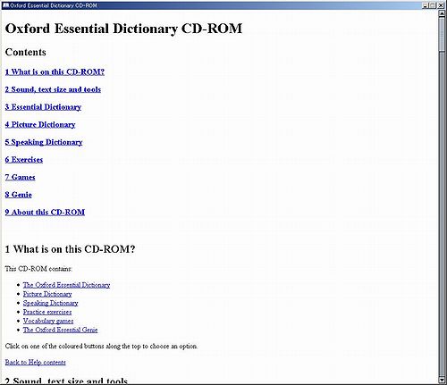 Oxford Essential Dictionary(2006 first edition):Help Window