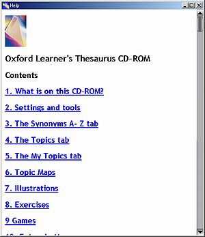 Oxford Learner's Thesaurus[2008:first]: Help window