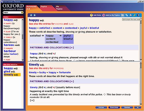 Oxford Learner's Thesaurus[2008:first]: main window(3)